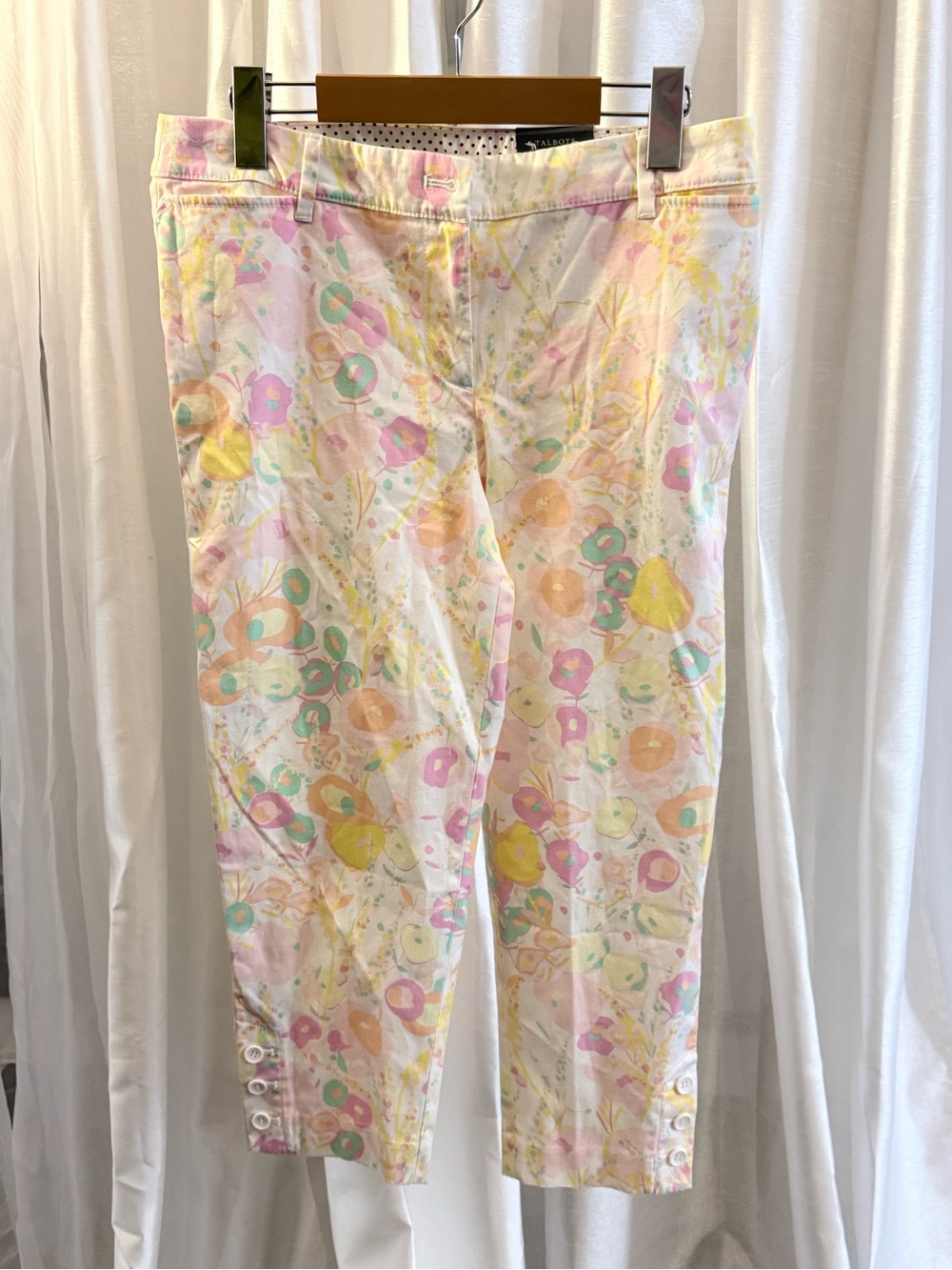Talbots Pastel Floral Cropped Capris in Pink, Yellow & Mint